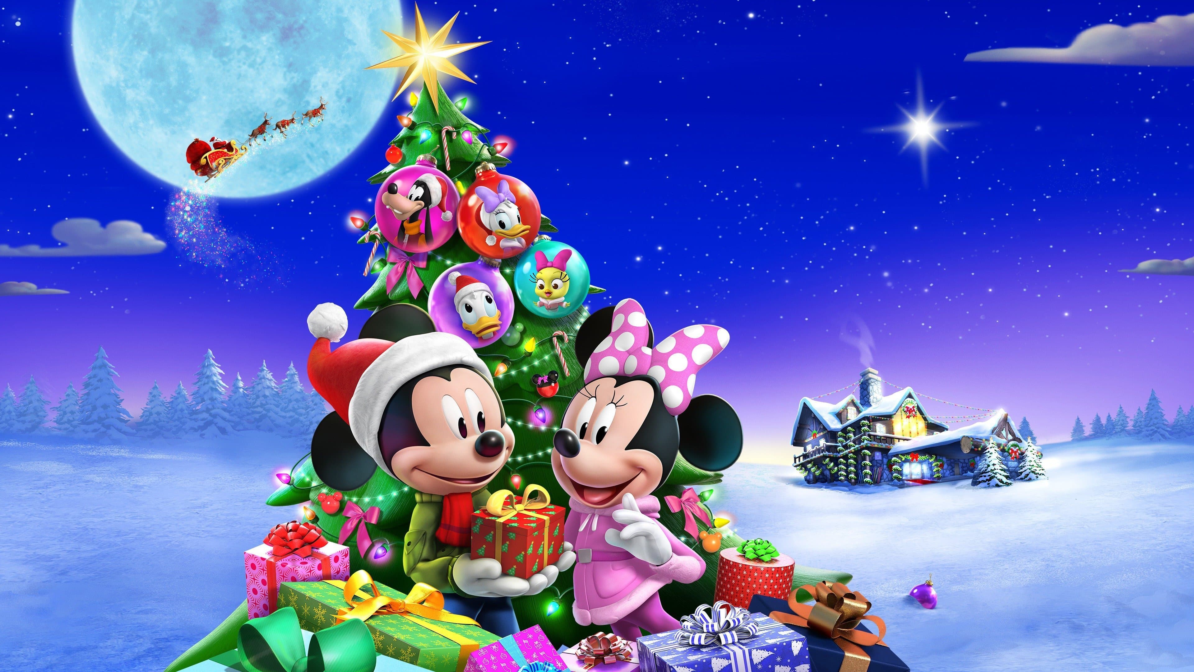 Mickey and Minnie Wish Upon a Christmas Backdrop